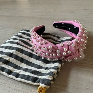 Lele Sadoughi bubblegum pink pearl headband plus bonus black lele headband!